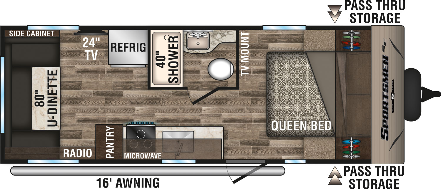 2019 KZ RV Sportsmen SE 220RDSE Travel Trailer Floorplan