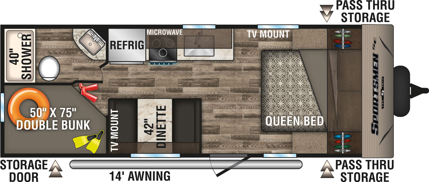 2019 KZ RV Sportsmen SE 230BHSE Travel Trailer Floorplan