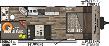 2019 KZ RV Sportsmen SE 230BHSE Travel Trailer Floorplan