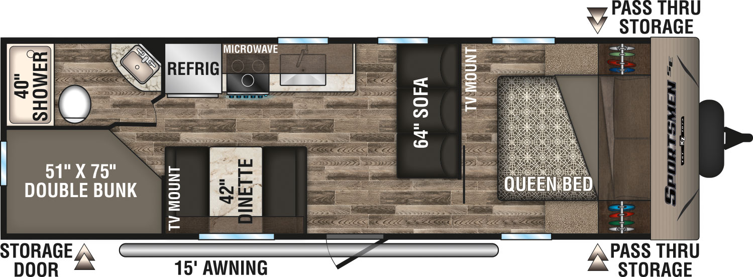 2019 KZ RV Sportsmen SE 260BHSE Travel Trailer Floorplan