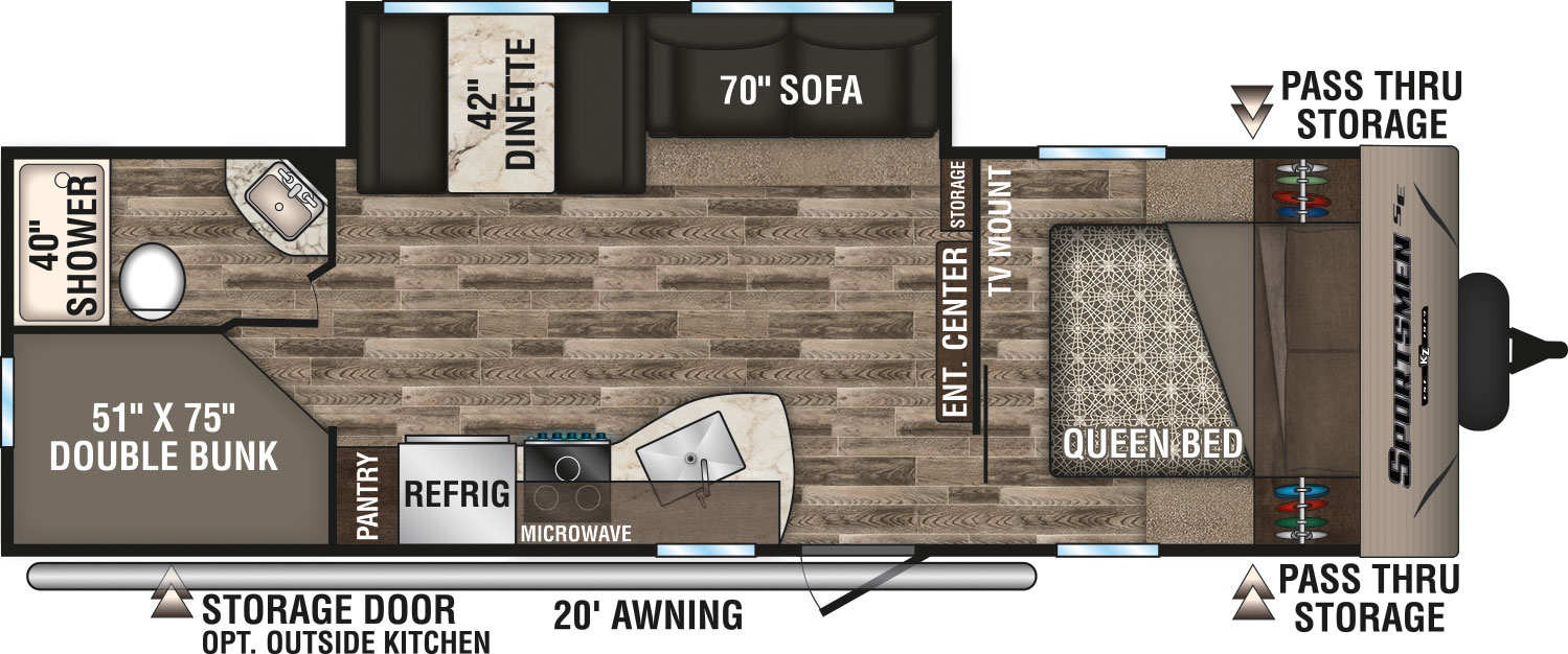 2019 KZ RV Sportsmen SE 271BHSE Travel Trailer Floorplan