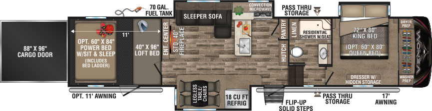 2019 KZ RV Venom V3911TK Fifth Wheel Toy Hauler Floorplan