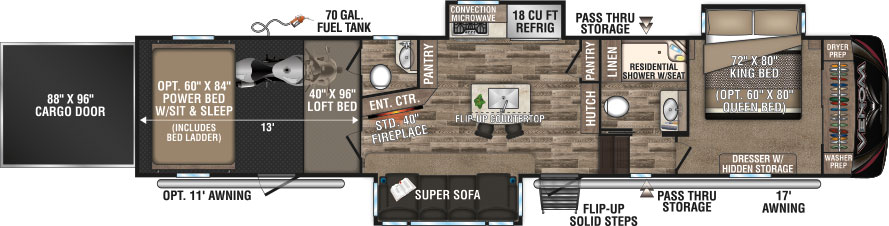 2019 KZ RV Venom V4013TK Fifth Wheel Toy Hauler Floorplan