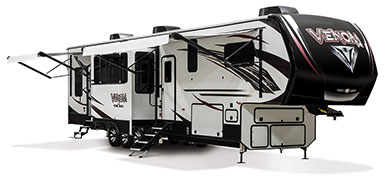 2019 KZ RV Venom V4013TK Fifth Wheel Toy Hauler Exterior Awning