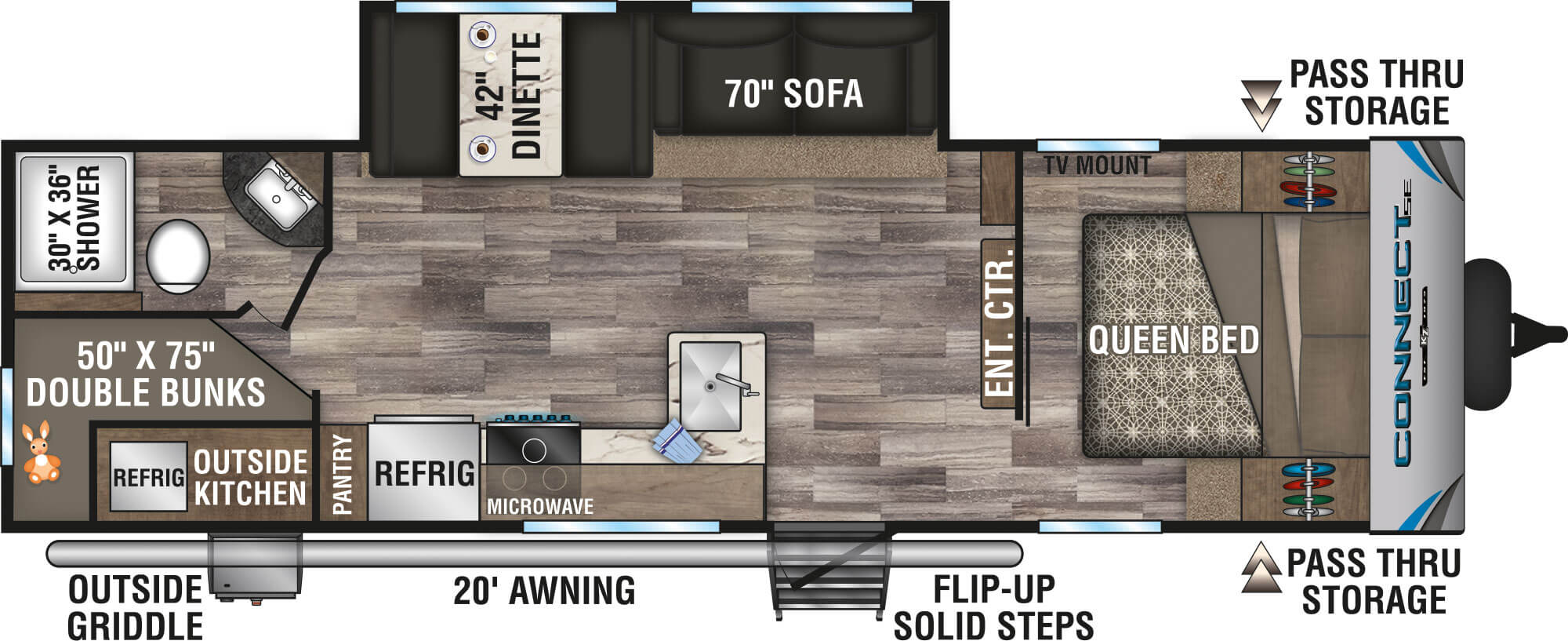 2020 KZ RV Connect SE C261BHKSE Travel Trailer Floorplan