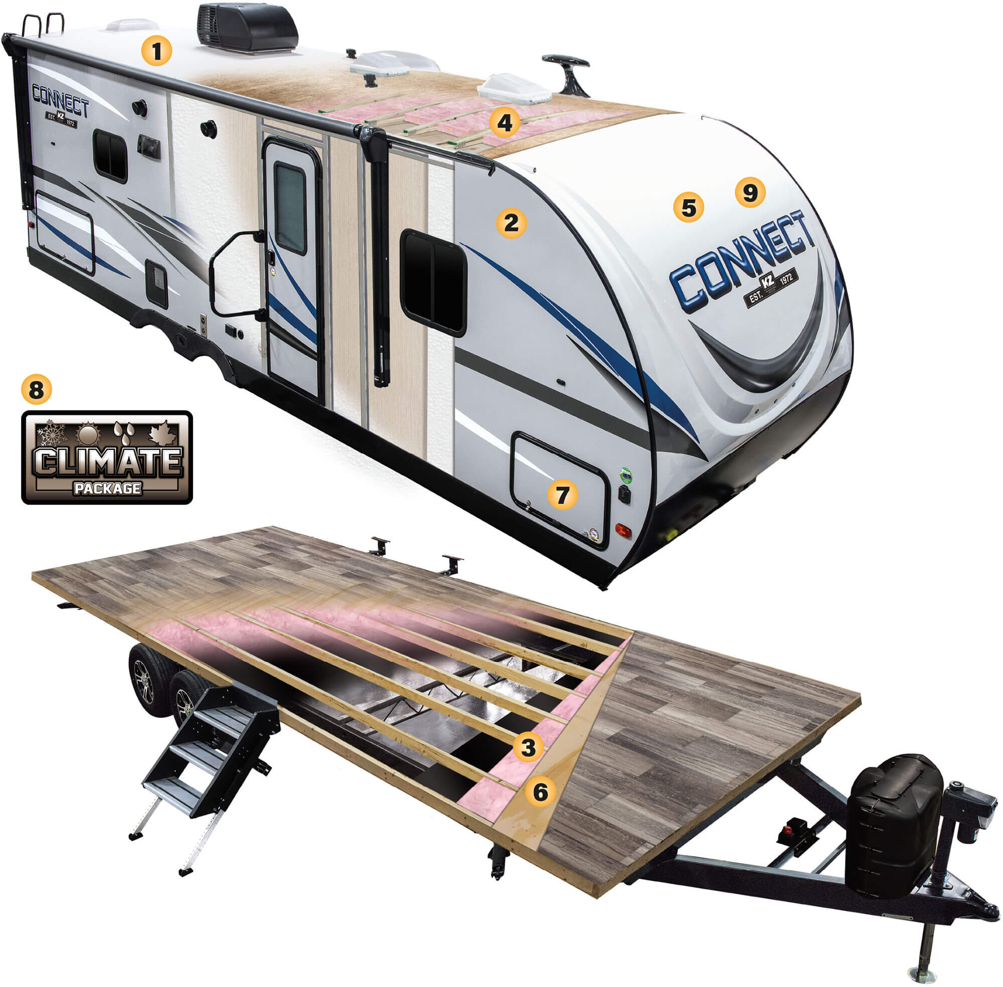 2020 KZ RV Connect Lightweight Travel Trailer Cutaway