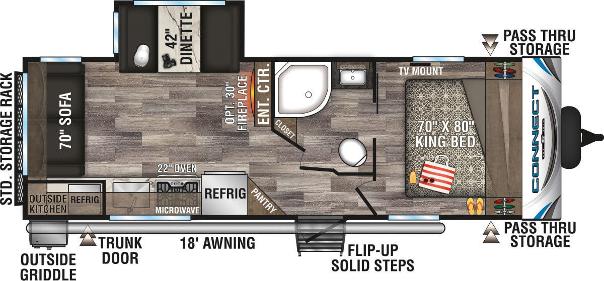 2020 KZ RV Connect C241RLK Travel Trailer Floorplan