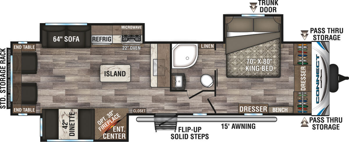 2020 KZ RV Connect C313RL Travel Trailer Floorplan