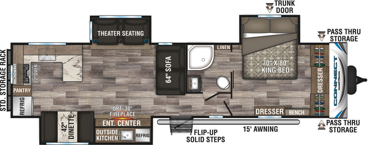 2020 KZ RV Connect C323RK Travel Trailer Floorplan