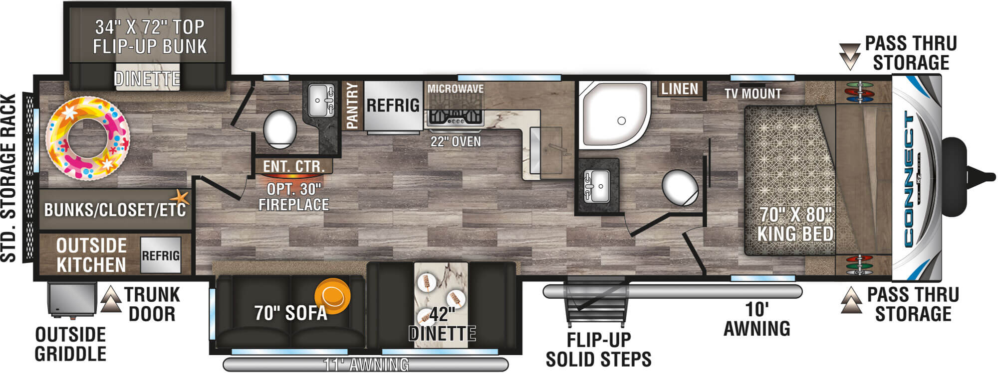 2020 KZ RV Connect C322BHK Travel Trailer Floorplan