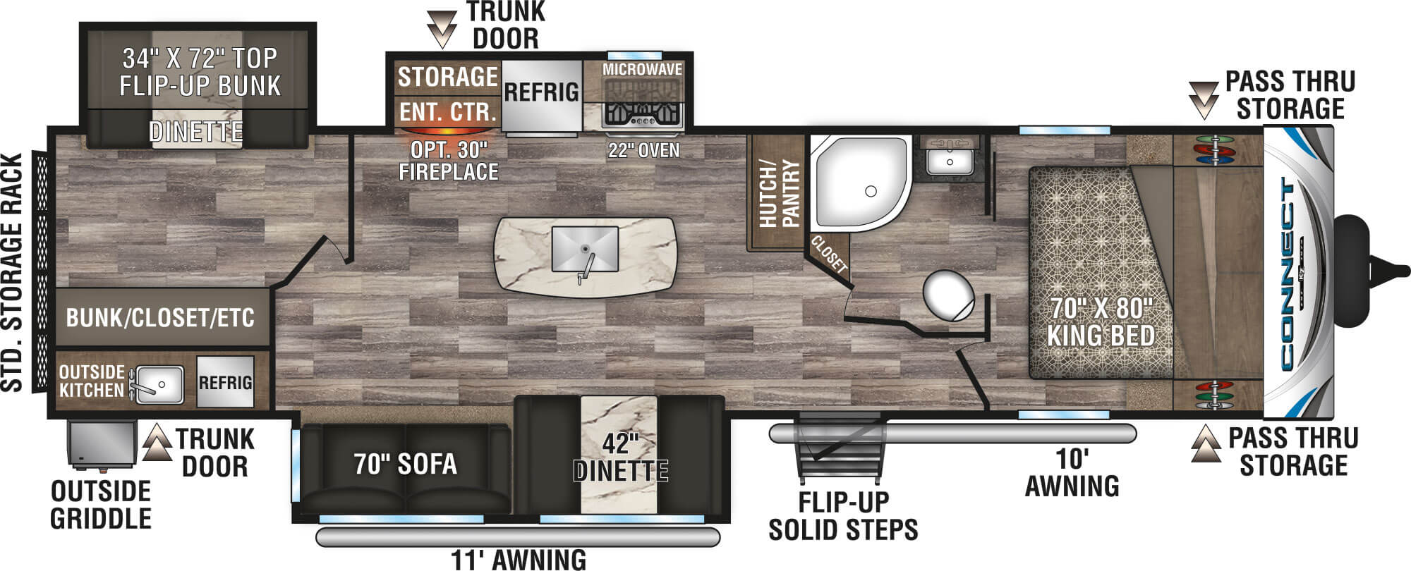 2020 KZ RV Connect C343BHK Travel Trailer Floorplan