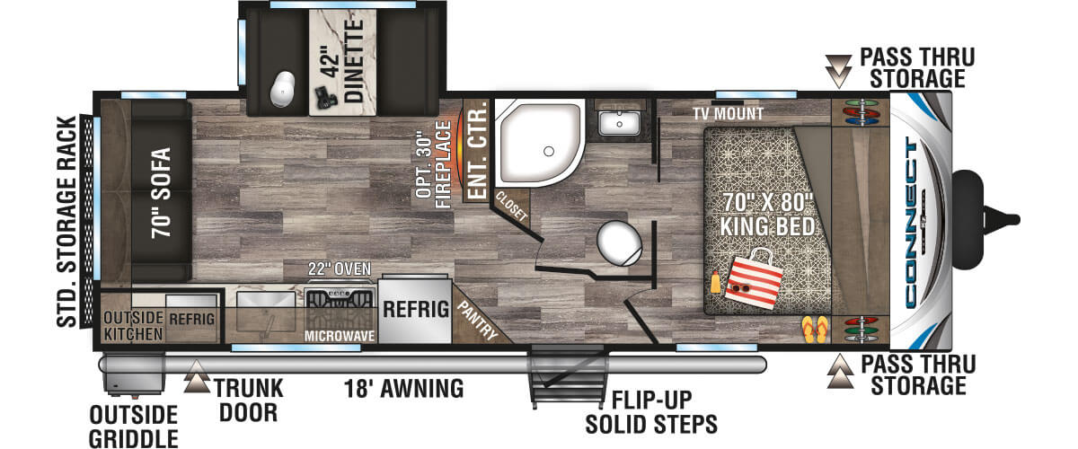 2020 KZ RV Connect C241RLK Travel Trailer Floorplan