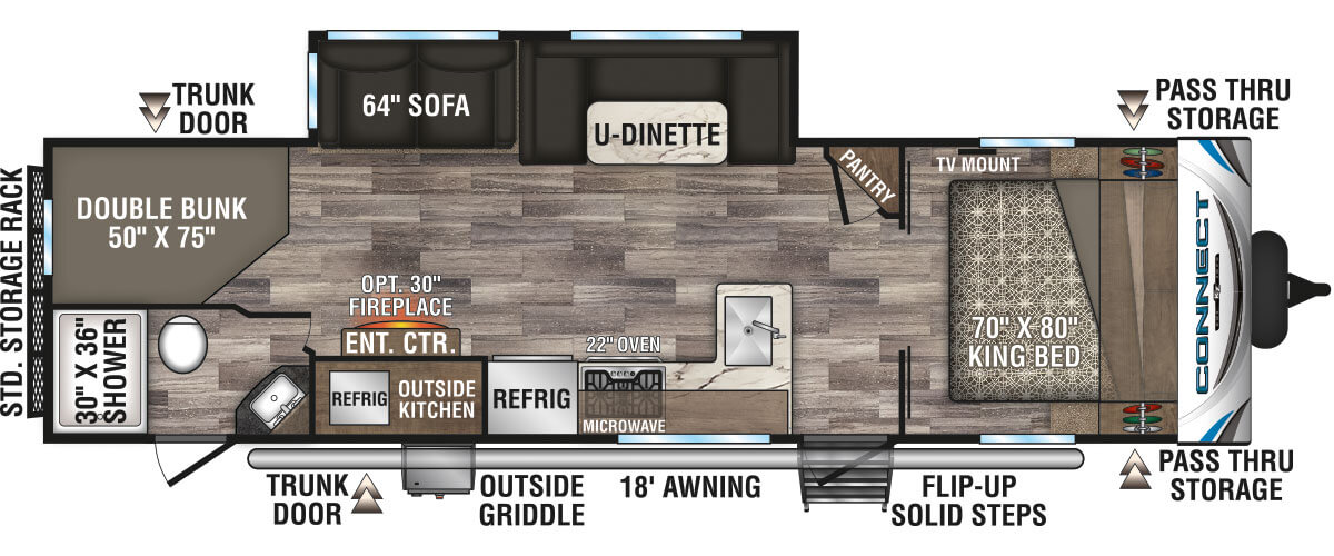 2020 KZ RV Connect C291BHK Travel Trailer Floorplan