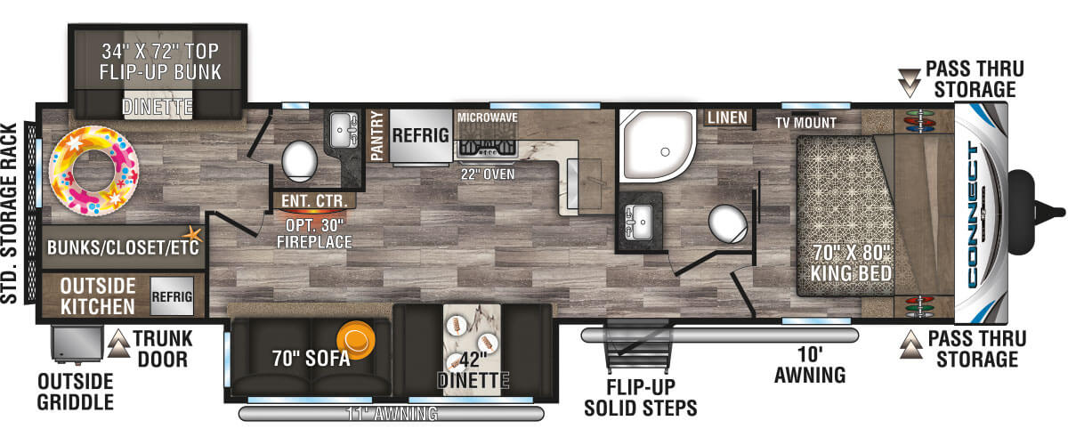 2020 KZ RV Connect C322BHK Travel Trailer Floorplan