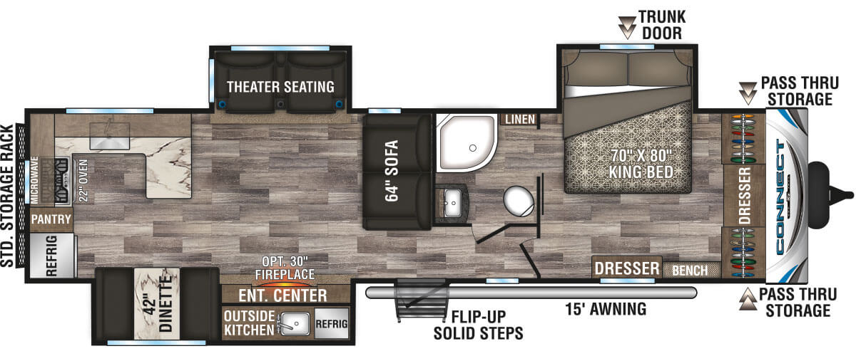 2020 KZ RV Connect C323RK Travel Trailer Floorplan