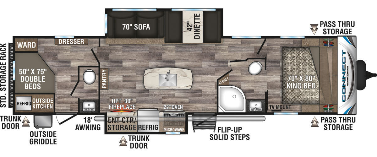 2020 KZ RV Connect C332BHK Travel Trailer Floorplan