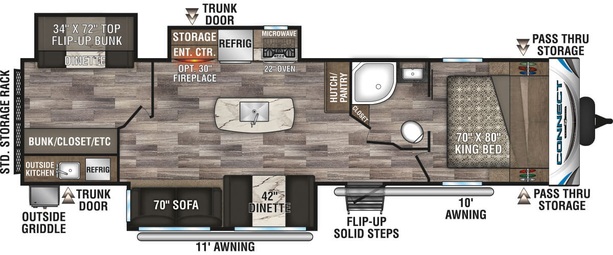 2020 KZ RV Connect C343BHK Travel Trailer Floorplan