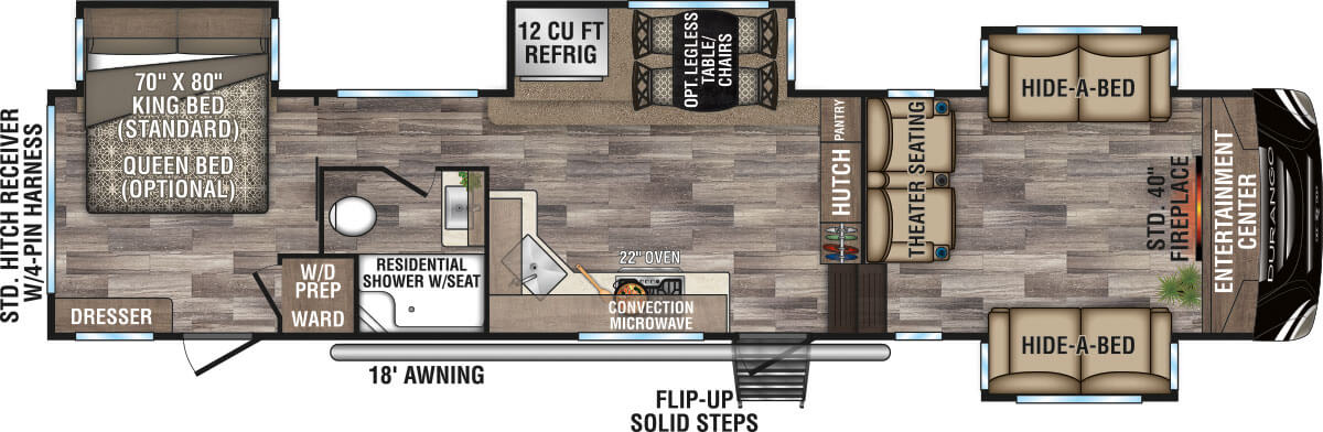 2020 KZ RV Durango D342FLQ Fifth Wheel Floorplan