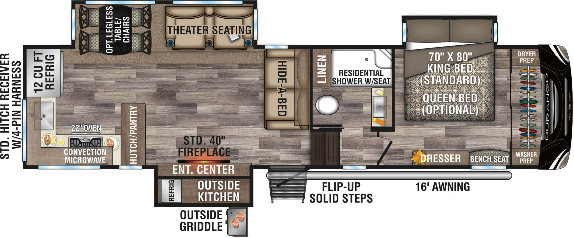 2020 KZ RV Durango D321RKT Fifth Wheel Floorplan