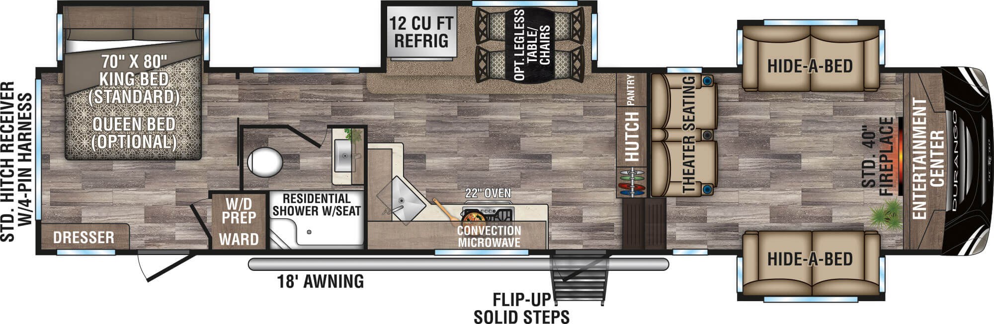 2020 KZ RV Durango D342FLQ Fifth Wheel Floorplan