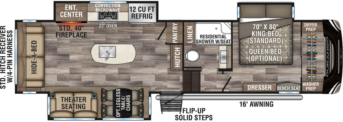 2020 KZ RV Durango D301RLT Fifth Wheel Floorplan