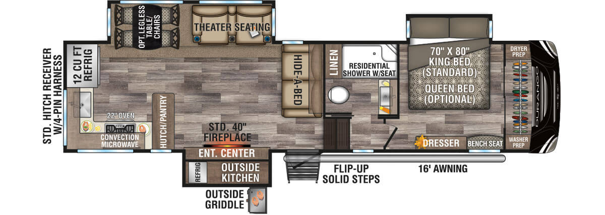 2020 KZ RV Durango D321RKT Fifth Wheel Floorplan