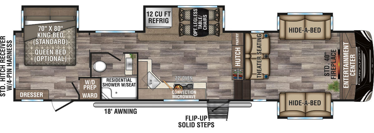 2020 KZ RV Durango D342FLQ Fifth Wheel Floorplan