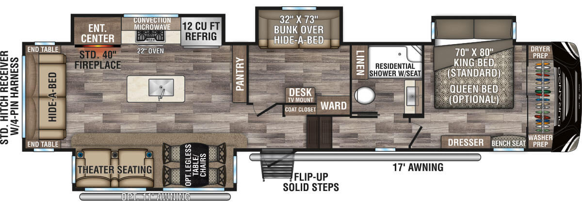 2020 KZ RV Durango D343MBQ Fifth Wheel Floorplan