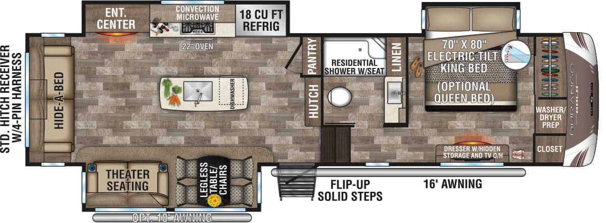 2020 KZ RV Durango Gold G356RLT Fifth Wheel Floorplan