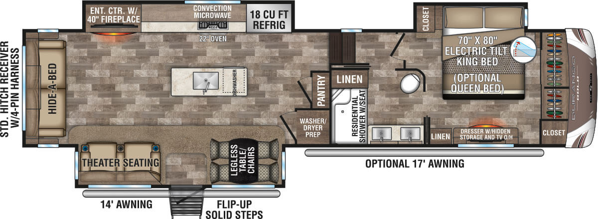 2020 KZ RV Durango Gold G383RLT Fifth Wheel Floorplan