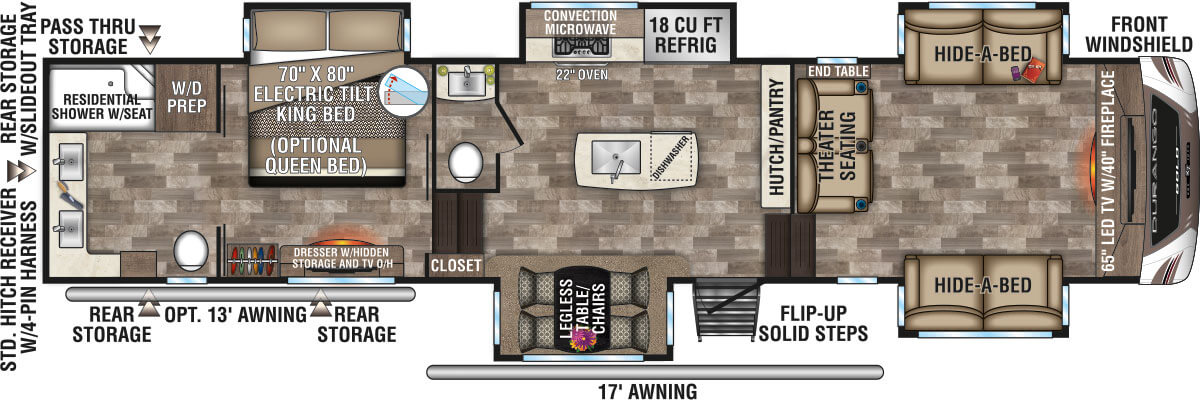 2020 KZ RV Durango Gold G386FLF Fifth Wheel Floorplan