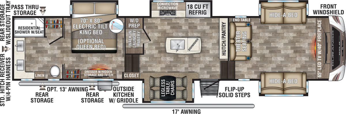 2020 KZ RV Durango Gold G387FLF Fifth Wheel Floorplan