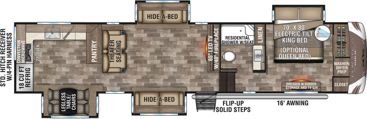 2020 KZ RV Durango Gold G391RKQ Fifth Wheel Floorplan