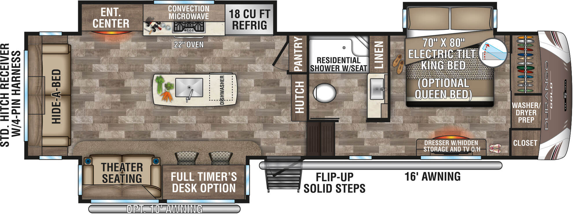 2020 KZ RV Durango Gold G356RLT Fifth Wheel Full Timers Desk Option Floorplan