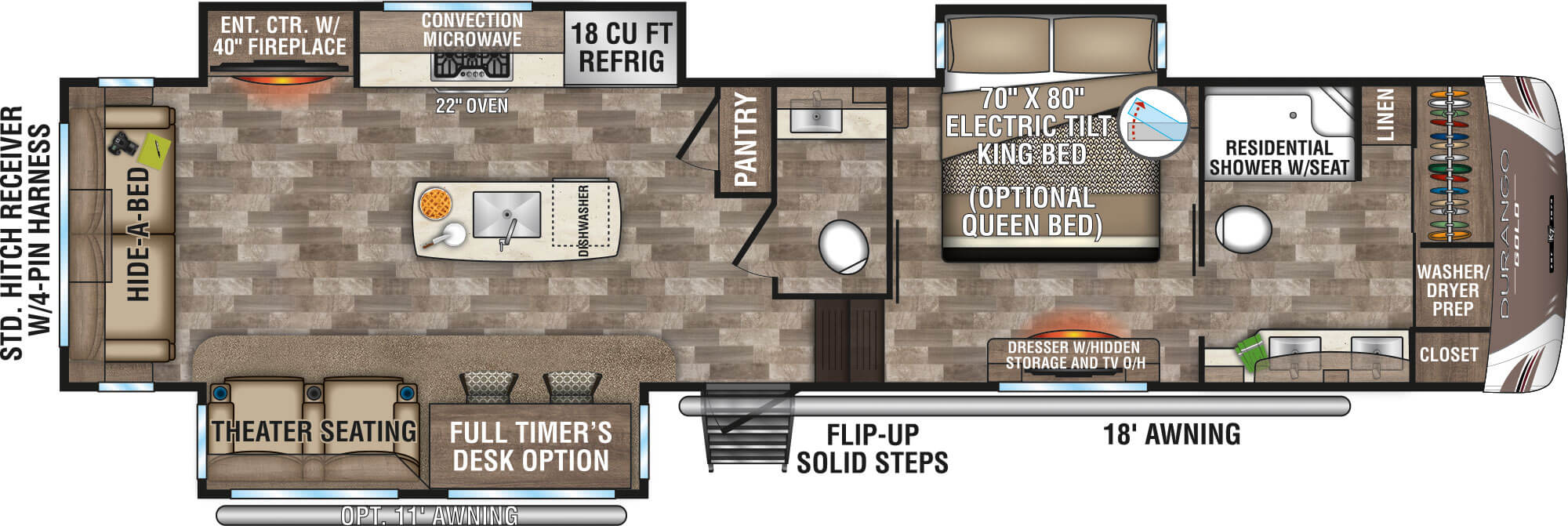 2020 KZ RV Durango Gold G366FBT Fifth Wheel Full Timers Desk Option Floorplan