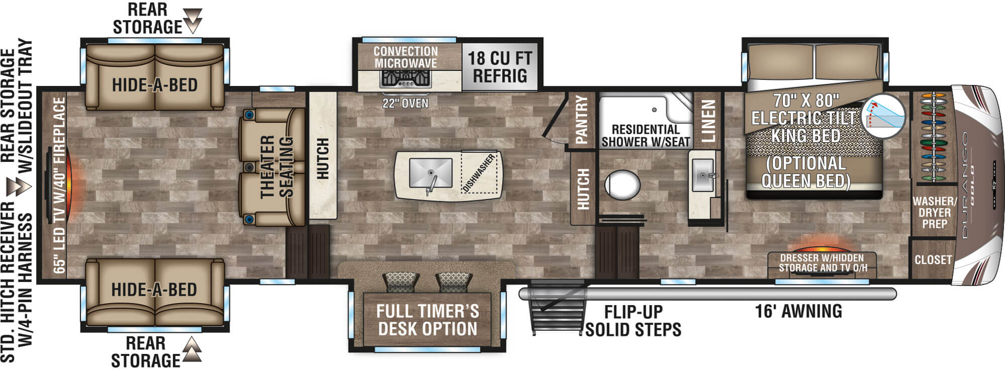 2020 KZ RV Durango Gold G381REF Fifth Wheel Full Timers Desk Option Floorplan