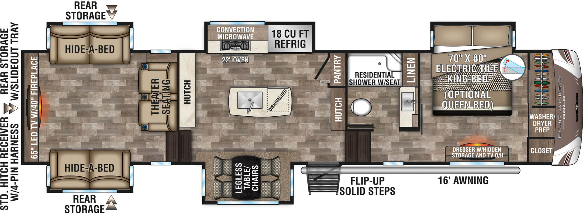 2020 KZ RV Durango Gold G381REF Fifth Wheel Floorplan