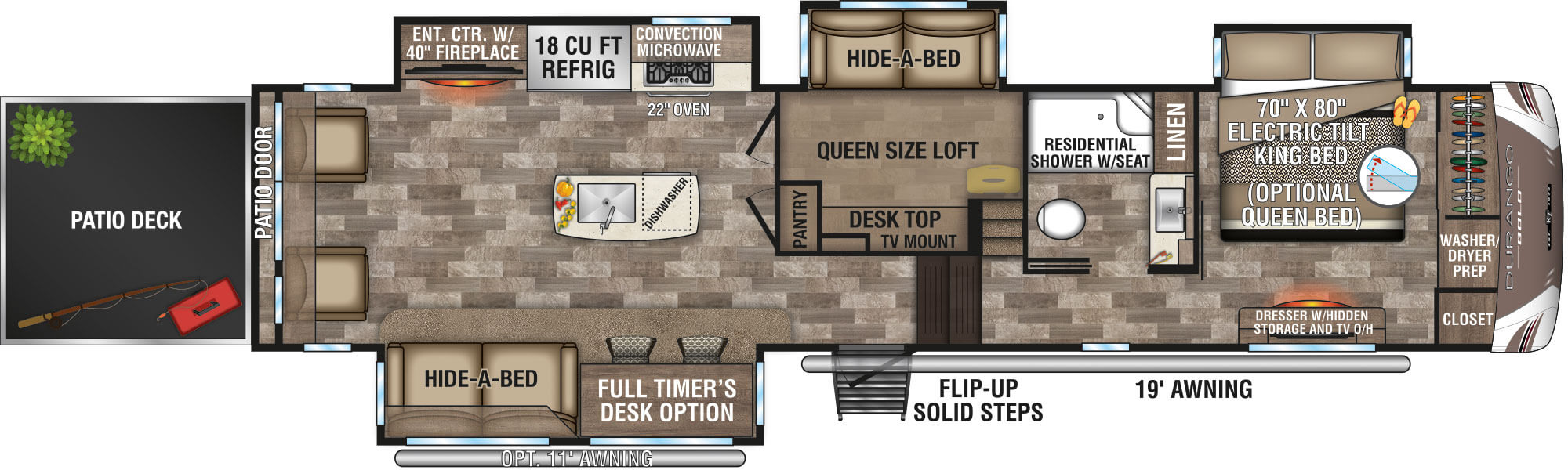 2020 KZ RV Durango Gold G382MBQ Fifth Wheel Full Timers Desk Option Floorplan