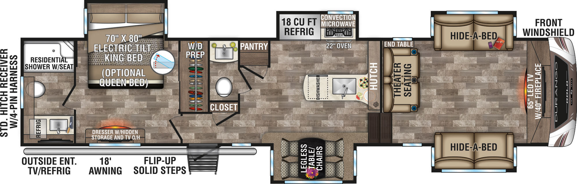 2020 KZ RV Durango Gold G385FLF Fifth Wheel Floorplan