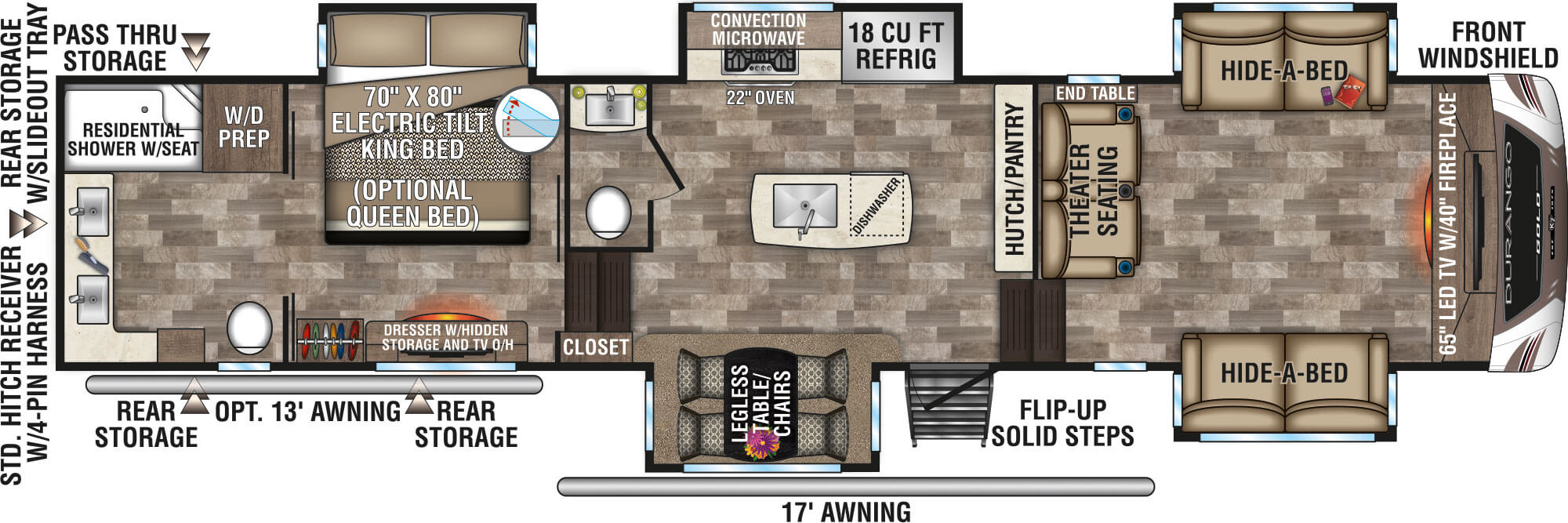 2020 KZ RV Durango Gold G386FLF Fifth Wheel Floorplan