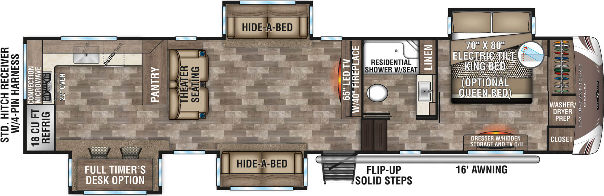 2020 KZ RV Durango Gold G391RKQ Fifth Wheel Full Timers Desk Option Floorplan