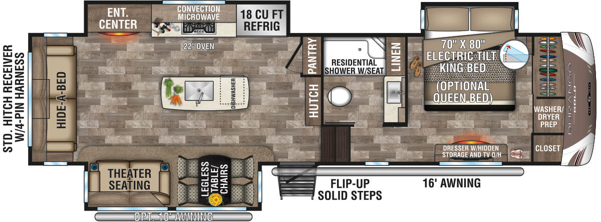 2020 KZ RV Durango Gold G356RLT Fifth Wheel Floorplan