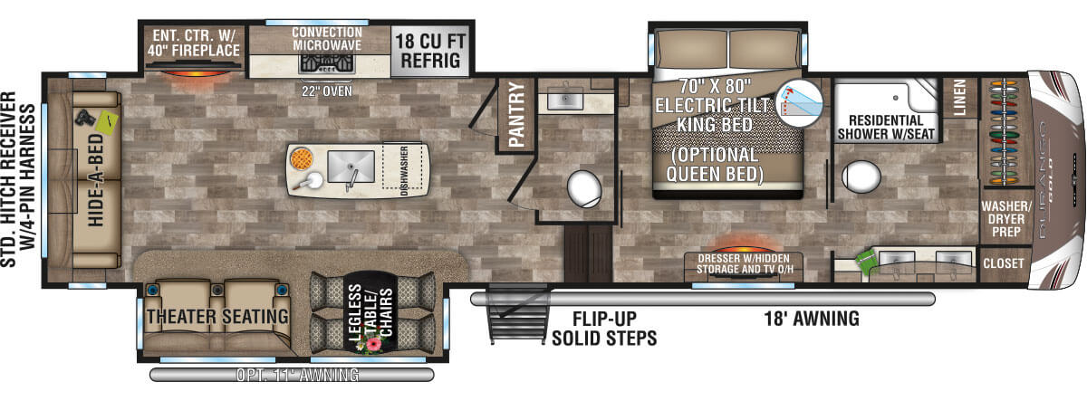 2020 KZ RV Durango Gold G366FBT Fifth Wheel Floorplan