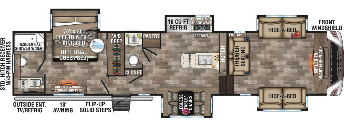 2020 KZ RV Durango Gold G385FLF Fifth Wheel Floorplan