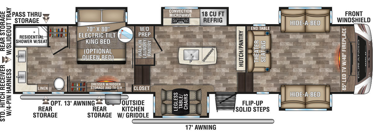 2020 KZ RV Durango Gold G387FLF Fifth Wheel Floorplan