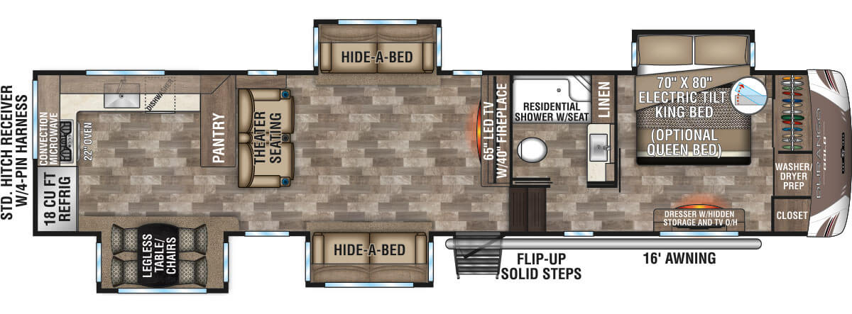 2020 KZ RV Durango Gold G391RKQ Fifth Wheel Floorplan