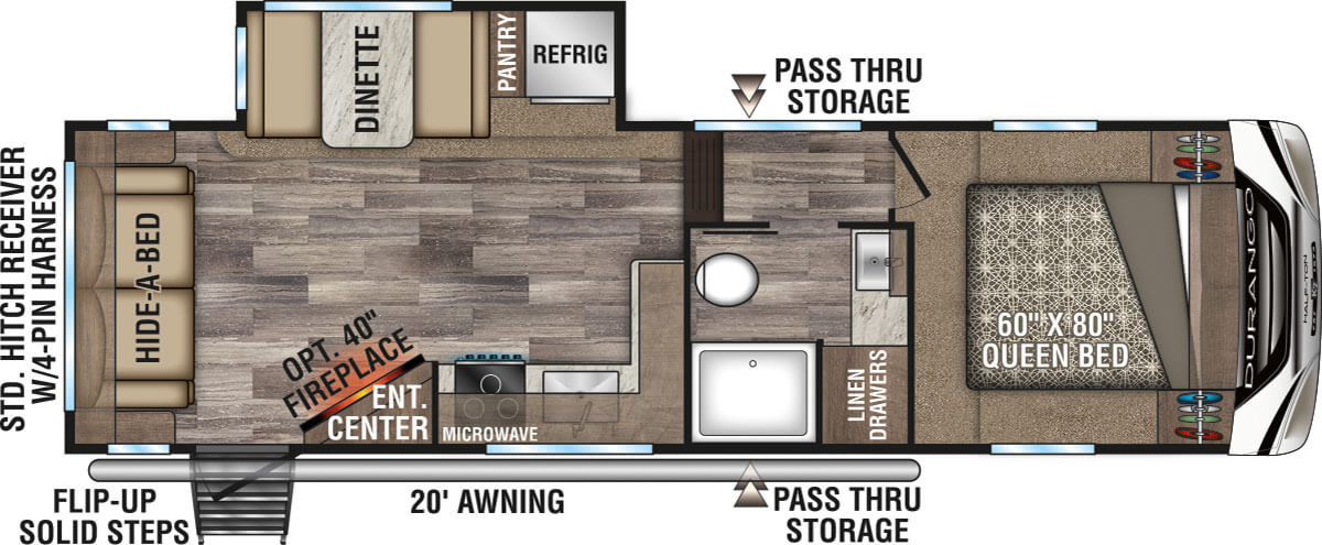 2020 KZ RV Durango D259RLS Travel Trailer Floorplan