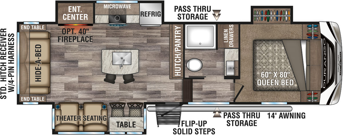 2020 KZ RV Durango Half-Ton D263RLT Fifth Wheel Floorplan