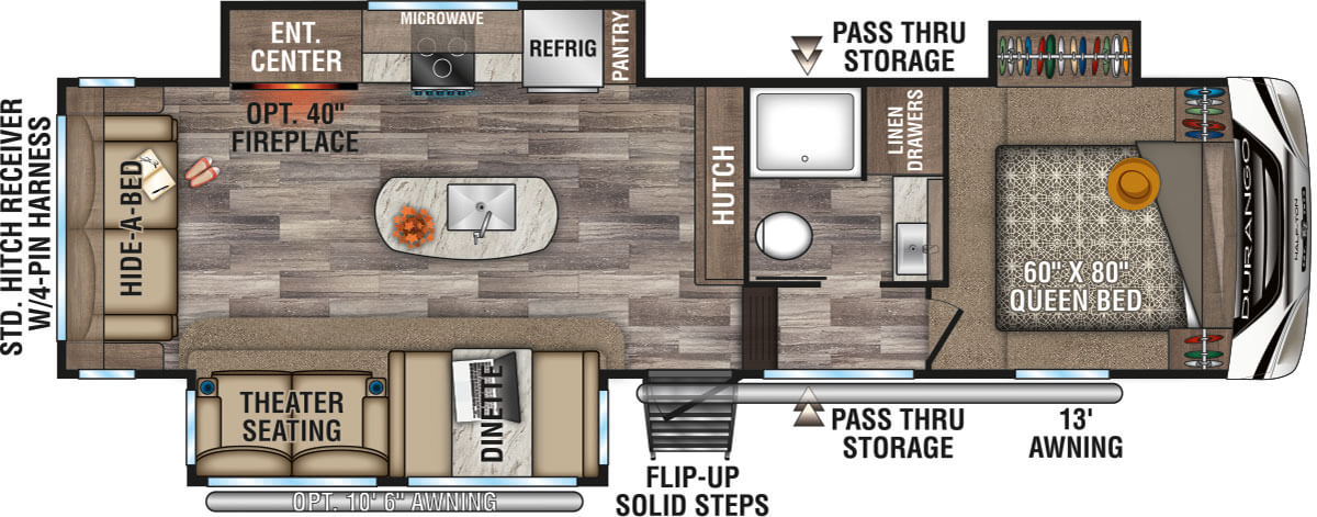 2020 KZ RV Durango Half-Ton D283RLT Fifth Wheel Floorplan