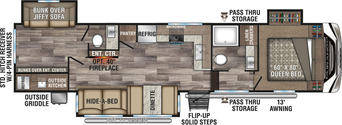 2020 KZ RV Durango D291BHT Travel Trailer Floorplan